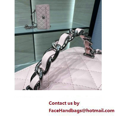 chanel Shiny Crumpled Calfskin, Strass  &  Ruthenium-Finish Metal Clutch with Chain AP3593 pink 2023